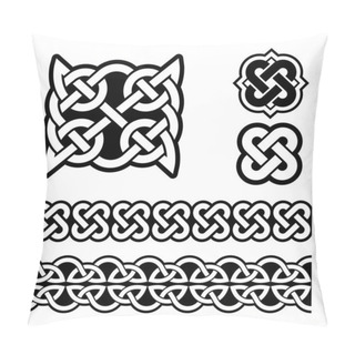 Personality  Irish Celtic Braids And Knots Vector Pattern Set, Traditional Design Elements Collection Inspired By Celts Art From Ireland. St Patrick's Day Ornaments - Old Irish Folk Art Ornaments In Black And White Pillow Covers