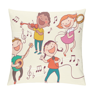 Personality  Kids Playing Instruments Pillow Covers