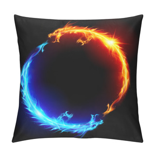 Personality  Blue And Red Fire Dragons Pillow Covers