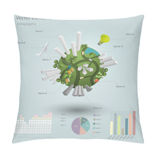 Personality  Infographics Industrial Buildings And Residential Areas. Vector Illustration. Pillow Covers