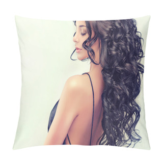 Personality  Brunette Woman With Curly Hair Pillow Covers