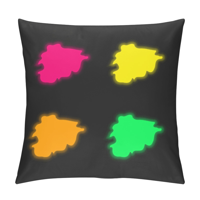 Personality  Andorra Four Color Glowing Neon Vector Icon Pillow Covers