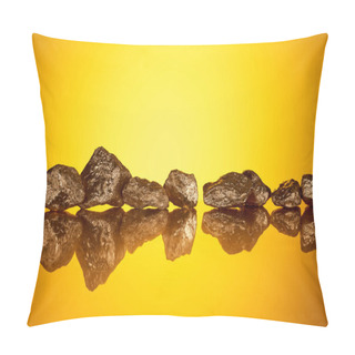 Personality  Gold Shiny Textured Stones With Reflection And Yellow Back Light  Pillow Covers