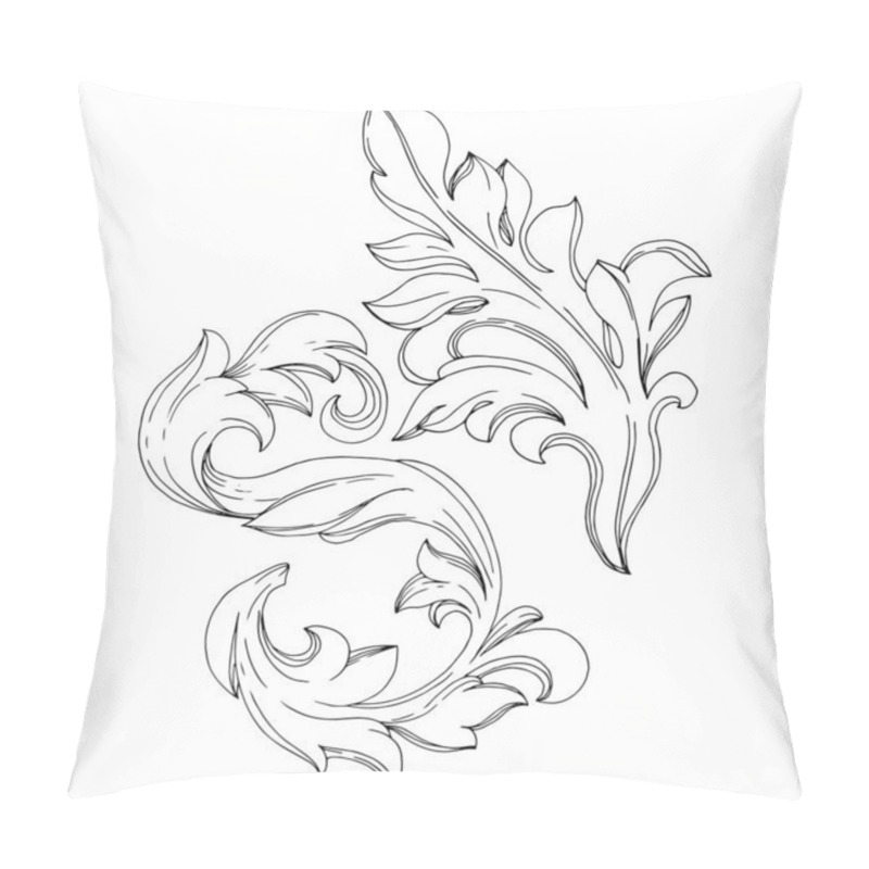 Personality  Vector Golden monogram floral ornament. Black and white engraved ink art. Isolated monograms illustration element. pillow covers