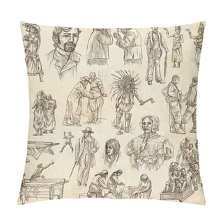 Personality  An Hand Drawn, Freehand Drawing, Collection - People Pillow Covers