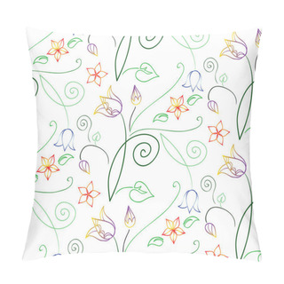 Personality  Ornamental Summer Seamless Floral Pattern With Tulips And Cute Abstract Doodle Flowers. Pillow Covers