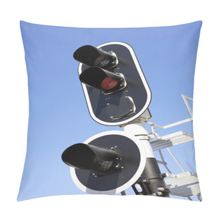 Personality  Railway Traffic Lights On Blue Sky Pillow Covers