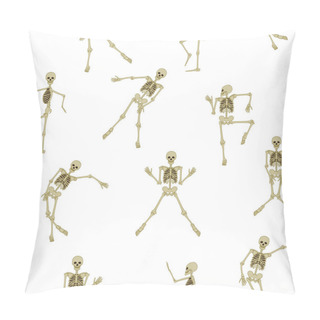 Personality  Seamless Pattern, Background With Dancing Skeletons. Pillow Covers