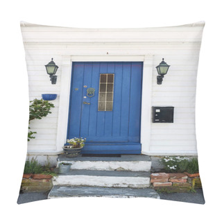 Personality  Blue Door In Old Town Stavanger In Norway Pillow Covers