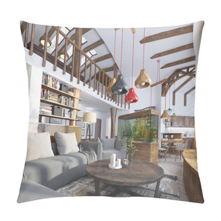 Personality  Interior Living Room, Loft Style. Pillow Covers