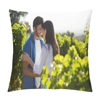 Personality  Couple Standing Face To Face At Vineyard Pillow Covers