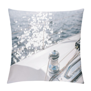 Personality  Selective Focus Of Yacht And Sun Glares On Water Surface Pillow Covers