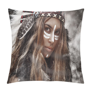 Personality  Young Beautiful Girl With Primitive Ornament On Her Skin Pillow Covers