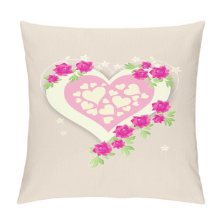 Personality  Beautiful Retro Love Heart With Pink Roses Pillow Covers