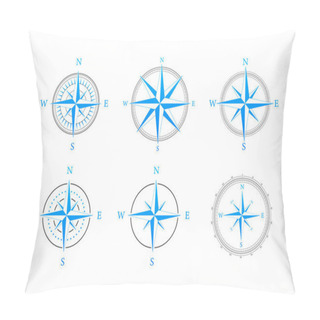 Personality  Compass On White Background. Flat Vector Navigation Symbol. Vector Stock Illustration Pillow Covers