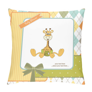 Personality  New Baby Announcement Card With Baby Giraffe Pillow Covers