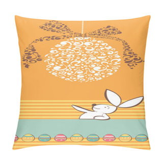 Personality  Tribal Egg And Easter Rabbit Orange Background Pillow Covers