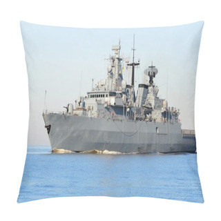 Personality  Grey Modern Warship Sailing In Still Water Pillow Covers