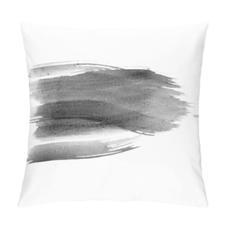 Personality  Vector Hand Drawn Watercolor Brush Stain. Grayscale Painted Stroke. Painted By Brush Watercolor Stain. Monochrome Artistic Backdrop. Pillow Covers