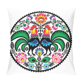 Personality  Polish Floral Embroidery With Roosters - Traditional Folk Pattern Pillow Covers