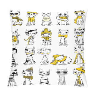 Personality  Stylish Cats Drawings Pillow Covers