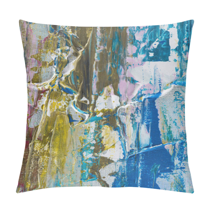 Personality  creative background with blue, white and yellow brush strokes of oil paint pillow covers