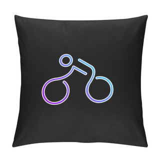 Personality  Bicycle Mounted By A Stick Man Blue Gradient Vector Icon Pillow Covers
