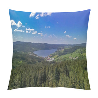 Personality  Panorama From The Lipno Reservoir Of The Vltava River On The Border Of The Czech Republic And Austria With Meadows And Forests. Pillow Covers