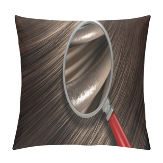 Personality  Brown Hair Blowing With Magnification Pillow Covers