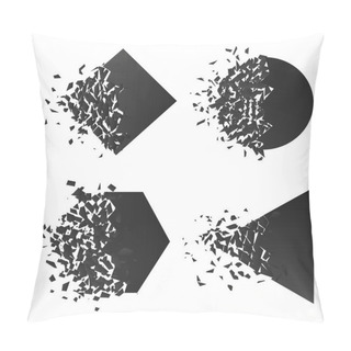 Personality  Shape Explodes Gradient Flat Style Design Vector Illustration Set Isolated On White Background. Square Rhombus, Circle, Hexagon, Triangle Shapes In Grayscale Gradient Exploding. Pillow Covers
