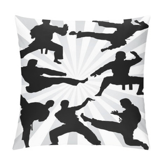 Personality  Black Silhouettes Of Karate Fighting Pillow Covers