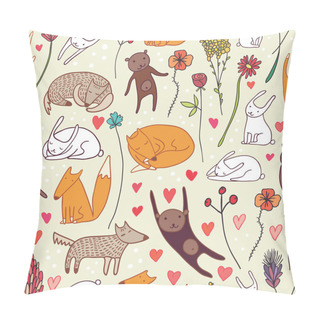 Personality  Cute Animals Seamless Pattern Pillow Covers