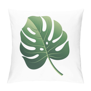 Personality  Vector Monstera Leaf. Green Tropical Jungle Plant Isolated On White Background Pillow Covers