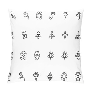 Personality  Flowers And Floral Line Vector Icons 4 Pillow Covers