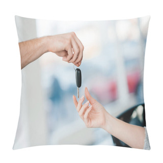 Personality  Customer And Salesman With Car Key   Pillow Covers