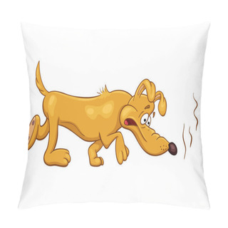 Personality  Cartoon Illustration Of A Funny Bloodhound Dog With  Disgust Found Something Evil-smelling Pillow Covers
