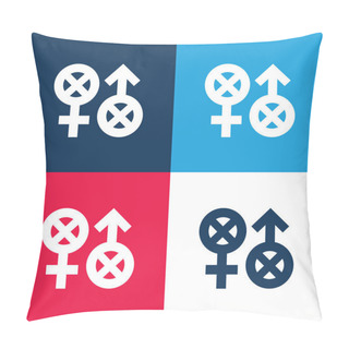 Personality  Biphobia Blue And Red Four Color Minimal Icon Set Pillow Covers