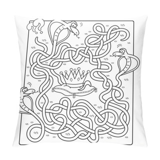 Personality  Maze Or Labyrinth Game For Preschool Children. Puzzle. Tangled Road.  Whose Crown? Coloring Page Outline Of Cartoon Snakes With Royal Coronet. Coloring Book For Kids Pillow Covers