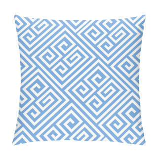Personality  Seamless Geometric Pattern. Line Pattern In White And Blue Colour. Classy Maze Design. Trendy Simple Swirl Pattern. Fashionable Design For Textiles And Interiors. Pillow Covers