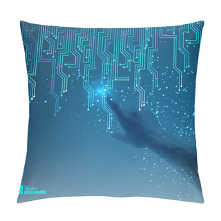 Personality  Abstract Blue Electrical Circuit. Pillow Covers
