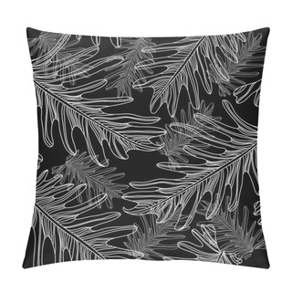 Personality  White Palm Trees Seamless Pattern Background With Hand Drawn Ele Pillow Covers