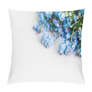 Personality  Forget-me-not Flowers On The White Paper Background , Copy Space For Design Pillow Covers