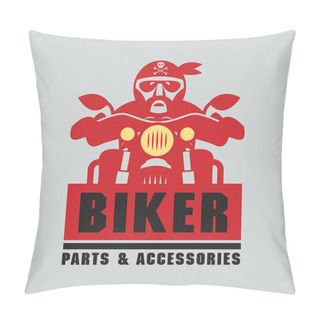 Personality  Stamp Or Label With The Words Biker Pillow Covers