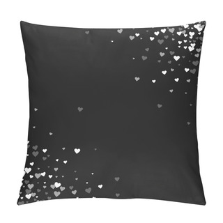 Personality  White Hearts Confetti Scatter Cornered Border On Black Valentine Background Vector Illustration Pillow Covers