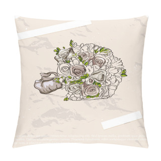 Personality  Wedding Bouquet. Hand Drawn Illustration Pillow Covers
