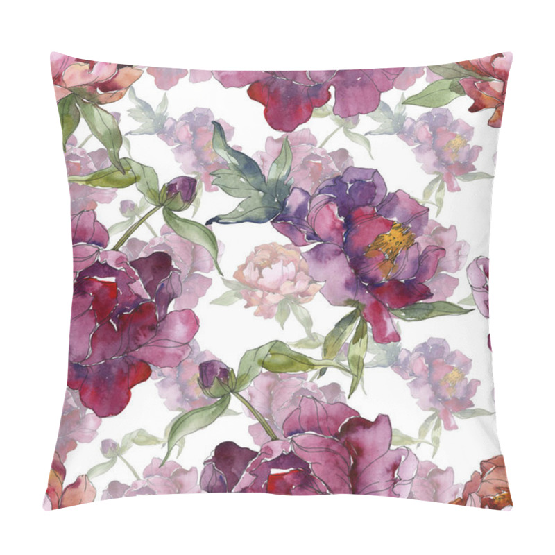 Personality  Purple peonies watercolor illustration set. Seamless background pattern. Fabric wallpaper print texture. pillow covers