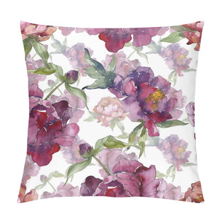Personality  Purple Peonies Watercolor Illustration Set. Seamless Background Pattern. Fabric Wallpaper Print Texture. Pillow Covers