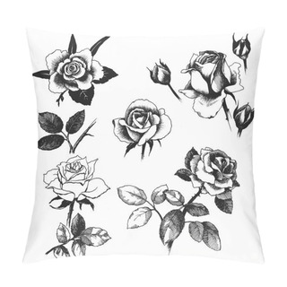 Personality  Set Of Hand Drawn Roses Pillow Covers