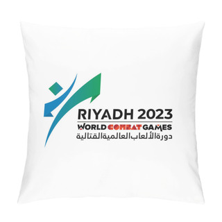 Personality  Karachi, Pakistan 10 January World Combat Games Riyadh, Saudi Arabia 2023, Background Vector Logo Illustration, Riyadh 2023 Multi-Sports Games Pillow Covers