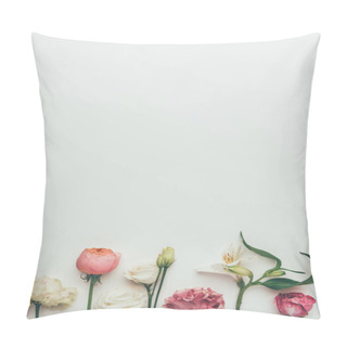 Personality  Beautiful Blooming White And Pink Flowers On Grey Background Pillow Covers